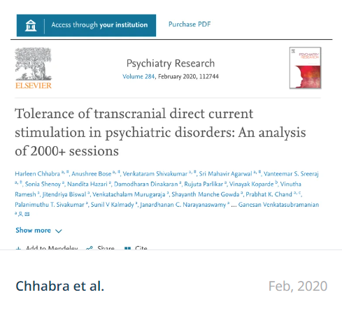 Tolerância da estimulação transcraniana por corrente contínua em transtornos psiquiátricos: uma análise de mais de 2.000 sessões