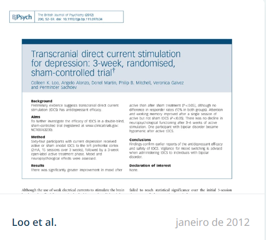 Estimulação transcraniana por corrente contínua para depressão: